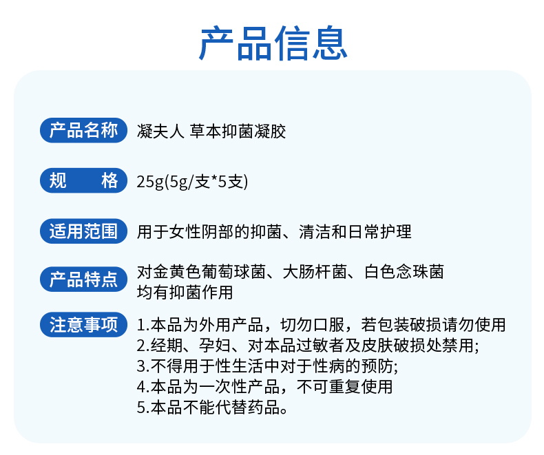 草本抑菌凝膠產品信息參數